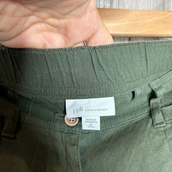 J. Jill Pants XL Petite Linen Stretch Wide Leg Pockets Green Color - Picture 4 of 8